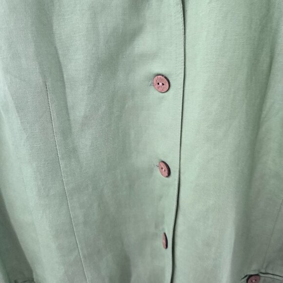 Vintage Positive Attitude Petite Green Linen/Rayon Maxi Dress 16WP - Picture 5 of 16